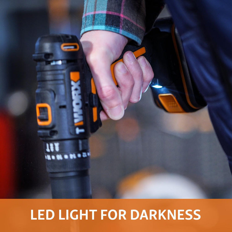 Worx WX370 20V Brushed Combi Drill 2 x 2.0Ah