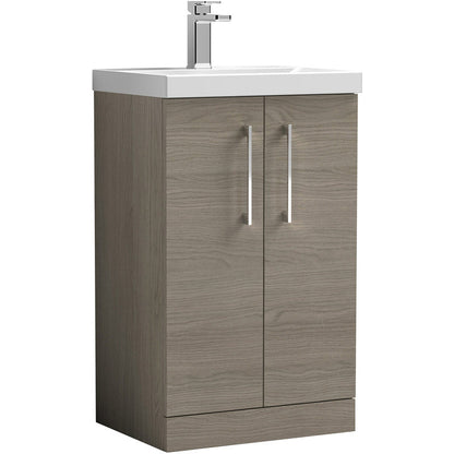 Nuie Arno Double Door Floor Standing Vanity Unit Solace Oak 500mm With Standard Basin