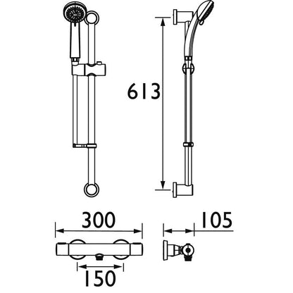 Bristan Frenzy Thermostatic Bar Mixer Shower Valve & Kit