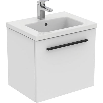 Ideal Standard i.life S Compact Wall Hung Vanity Unit with Basin Matt White  with Matt Black Handles