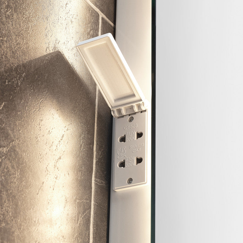 Sensio Reagan LED Backlit Bathroom Mirror With Shaver Socket CCT 800 x 600mm