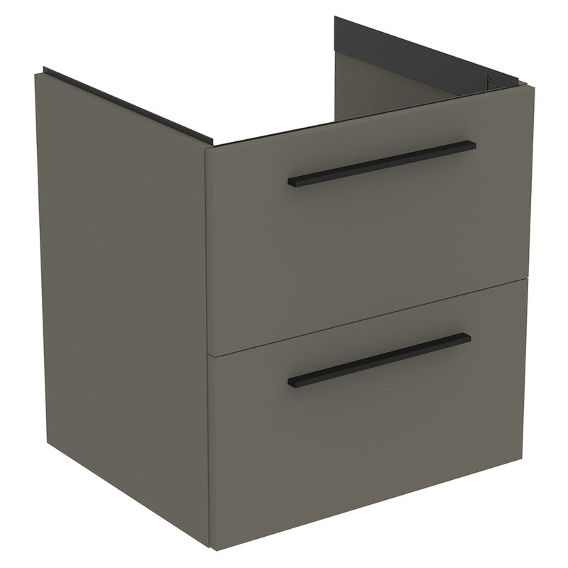 Ideal Standard i.life B Double Drawer Wall Hung Unit with Basin Matt Quartz Grey 1000mm with Brushed Chrome Handles