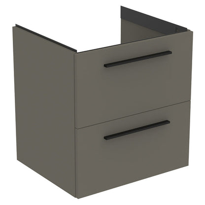 Ideal Standard i.life B Double Drawer Wall Hung Unit with Basin Matt Quartz Grey 1000mm with Brushed Chrome Handles