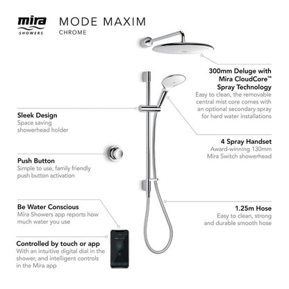 Mira Mode Maxim Thermostatic Digital Mixer Shower Pumped Rear Fed