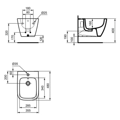 Ideal Standard i.life S Compact Wall Hung Bidet