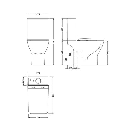 nuie Ava Close Coupled Toilet and Soft Close Seat