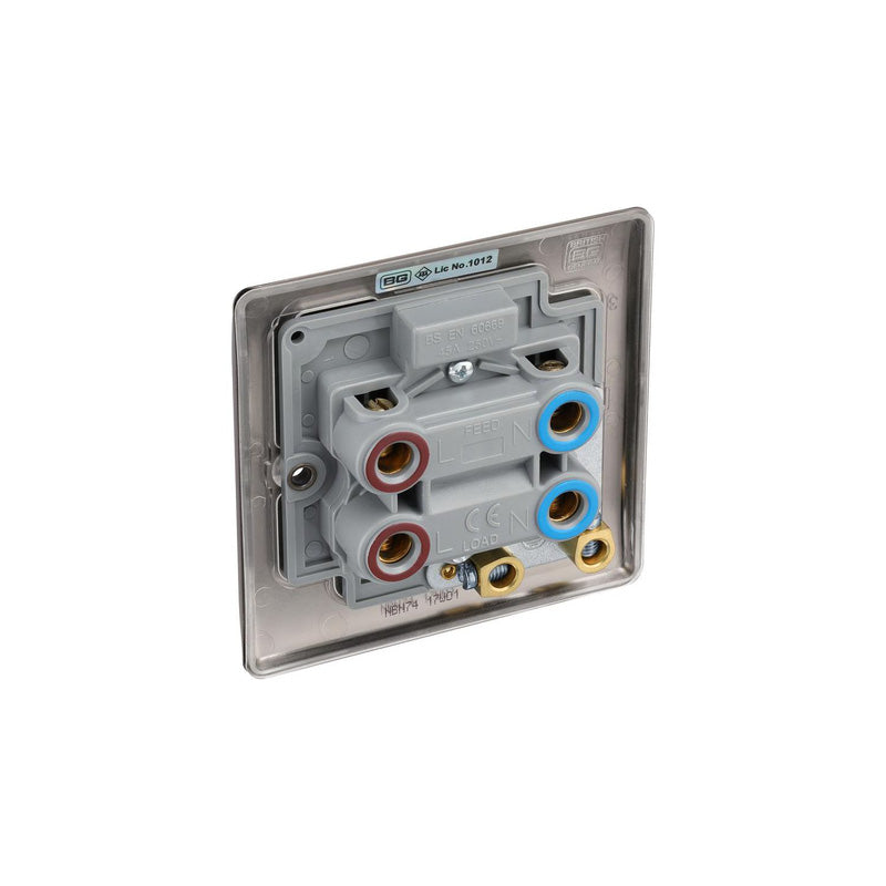 BG Nexus Metal Black Nickel 45A Square DP Switch 1 Gang + Neon