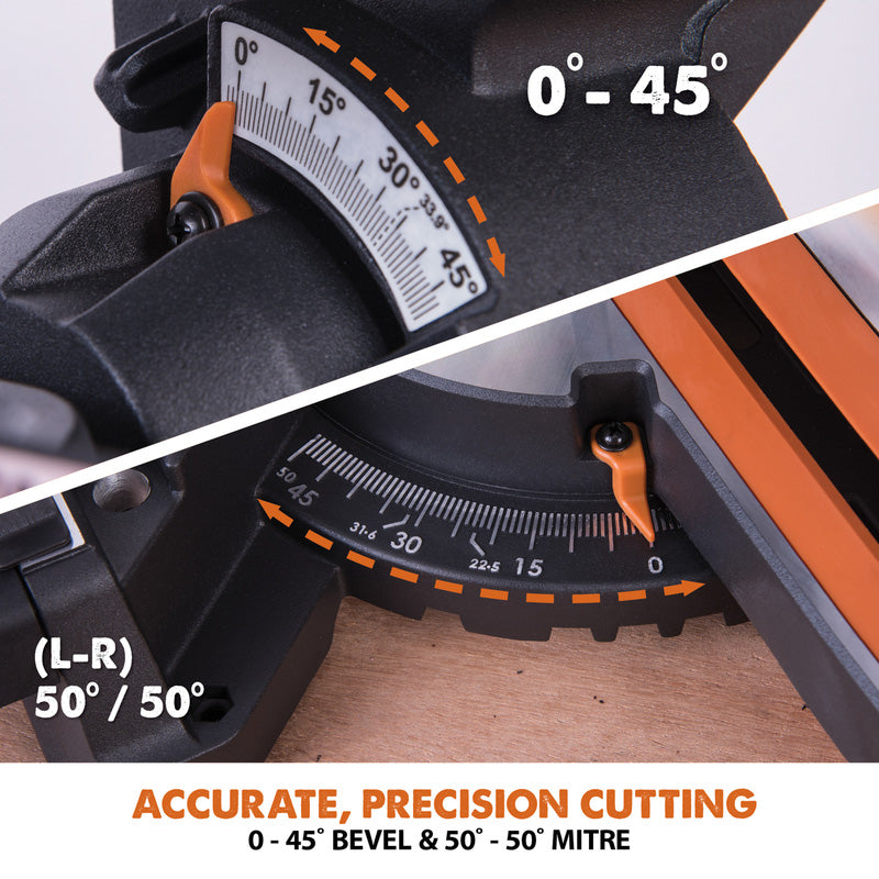 Evolution R210SMS+ 210mm Multi-Material Sliding Mitre Saw 230V