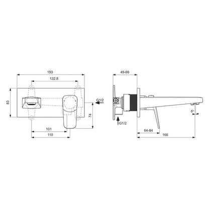 Ideal Standard Ceraplan Taps Wall Mounted Basin Mixer
