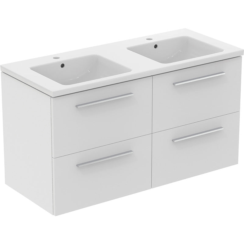 Ideal Standard i.life B 4 Drawer Wall Hung Unit with Double Basin Matt White 1200mm