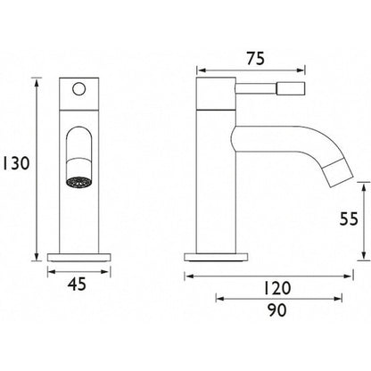 Bristan Mila Taps Black Basin Pillar