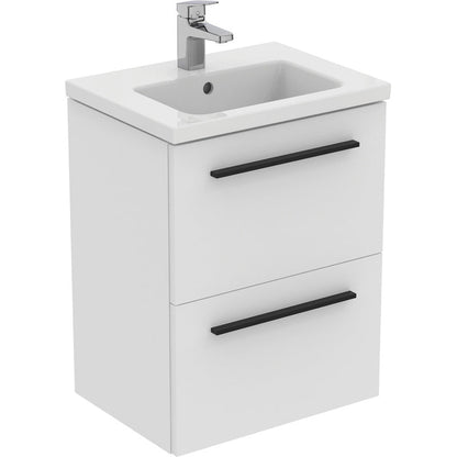 Ideal Standard i.life S Compact Wall Hung Vanity Unit with Basin Matt White with Matt Black Handle