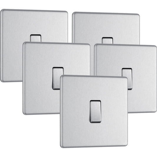 Screwless Brushed Steel 1-Gang 2-Way Light Switch – 20A 16AX