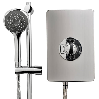 Triton Collection Electric Shower Brushed Steel