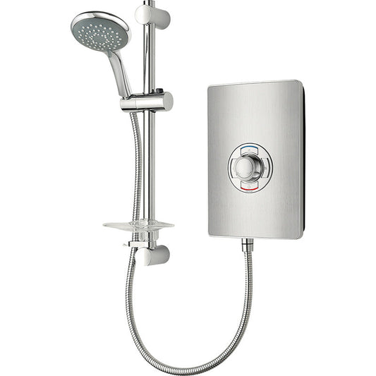 Triton Collection Electric Shower Brushed Steel