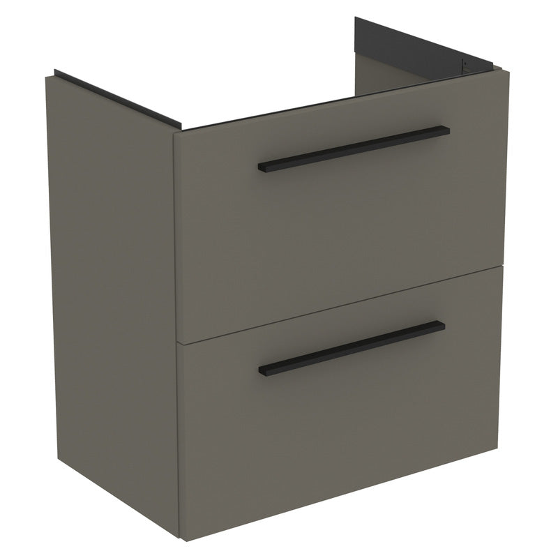 Ideal Standard i.life S Compact Wall Hung Vanity Unit with Basin Matt Quartz Grey  with Matt Black Handle