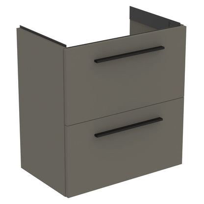 Ideal Standard i.life S Compact Wall Hung Vanity Unit with Basin Matt Quartz Grey  with Matt Black Handle