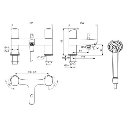 Ideal Standard Ceraflex Taps Bath Shower Mixer