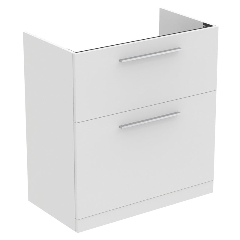 Ideal Standard i.life A Double Drawer Floor Standing Vanity Unit with Basin Matt  with Brushed Chrome Handles