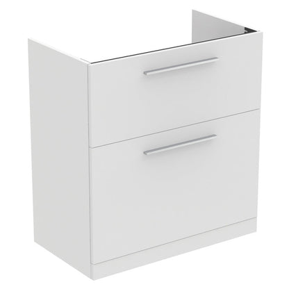 Ideal Standard i.life A Double Drawer Floor Standing Vanity Unit with Basin Matt  with Brushed Chrome Handles