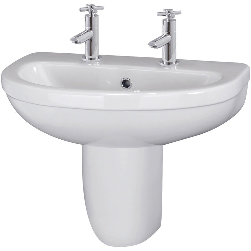 nuie Ivo Basin & Semi-Pedestal 550mm 2 Tap Hole