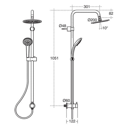 Ideal Standard IdealRain Round Diverter Shower Kit for Concealed Valves