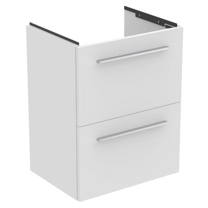 Ideal Standard i.life S Compact Wall Hung Vanity Unit with Basin Matt White  with Brushed Chrome Handles