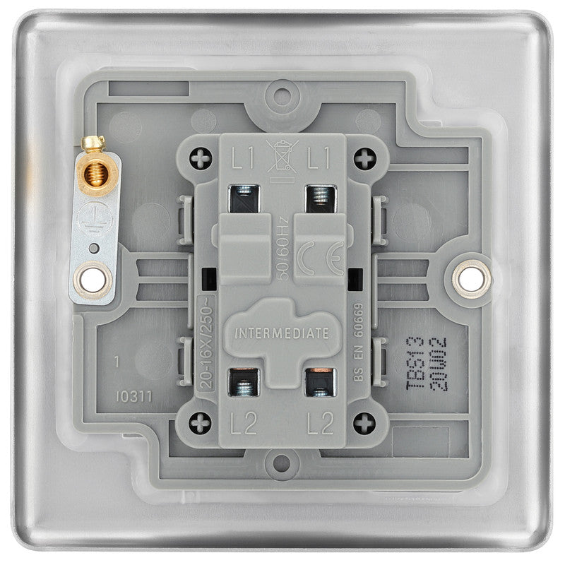 BG Brushed Steel Switch 1 Gang Intermediate 10A