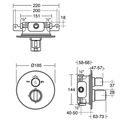 Ideal Standard Easybox Thermostatic Concealed Dual Outlet Shower Valve Round