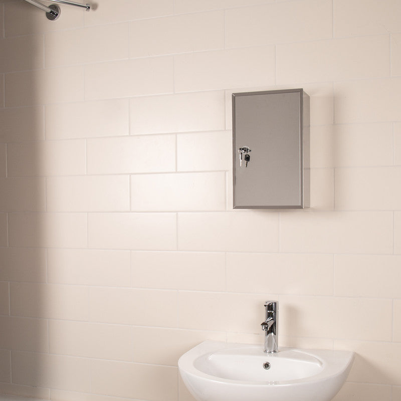 Croydex Lockable Single Door Stainless Steel Bathroom Cabinet 400 x 250 x 130mm