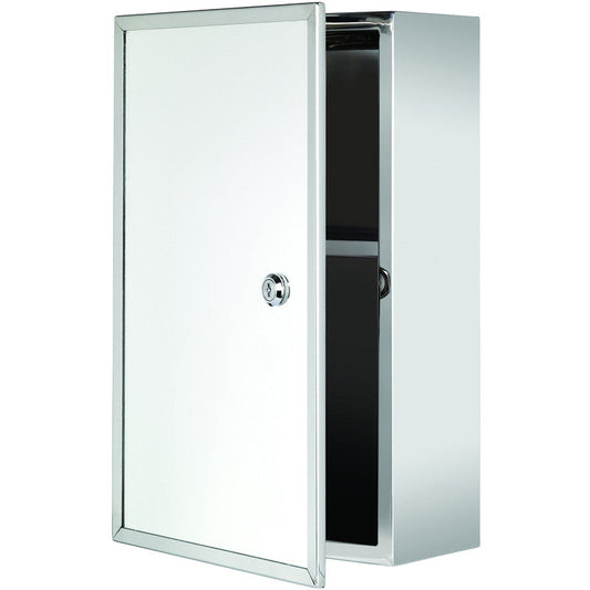 Croydex Lockable Single Door Stainless Steel Bathroom Cabinet 400 x 250 x 130mm
