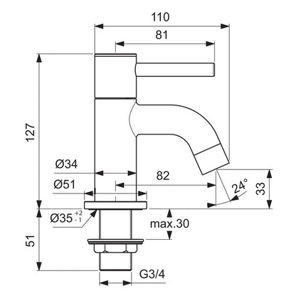 Ideal Standard Ceraline Taps Bath Pillar