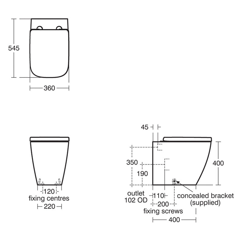 Ideal Standard i.life B Back To Wall Toilet with Concealed Cistern, Flush Plate and Soft Close Seat