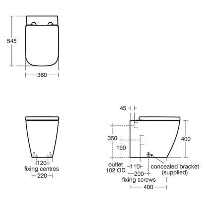 Ideal Standard i.life B Back To Wall Toilet with Concealed Cistern, Flush Plate and Soft Close Seat