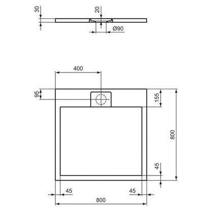 Ideal Standard i.life Ultraflat S Square Shower Tray