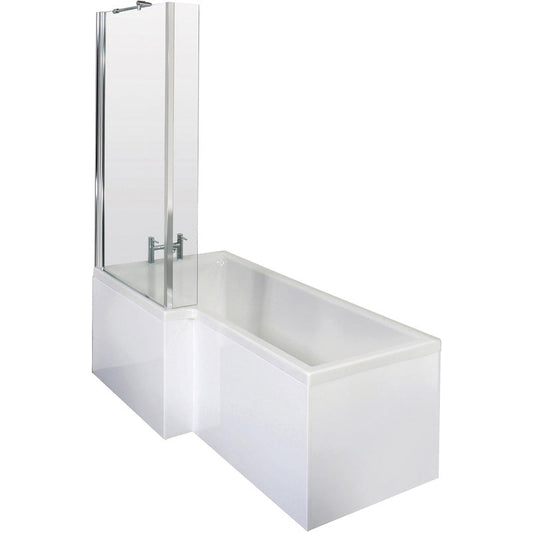 nuie L Shaped Shower Bath with Panel and Leg Set Left Hand
