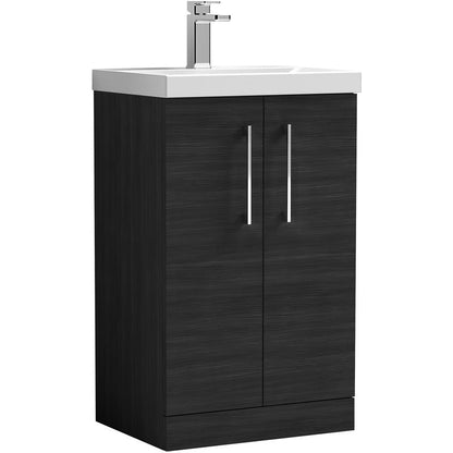 nuie Arno Double Door Floor Standing Vanity Unit Charcoal Black 500mm With Standard Basin