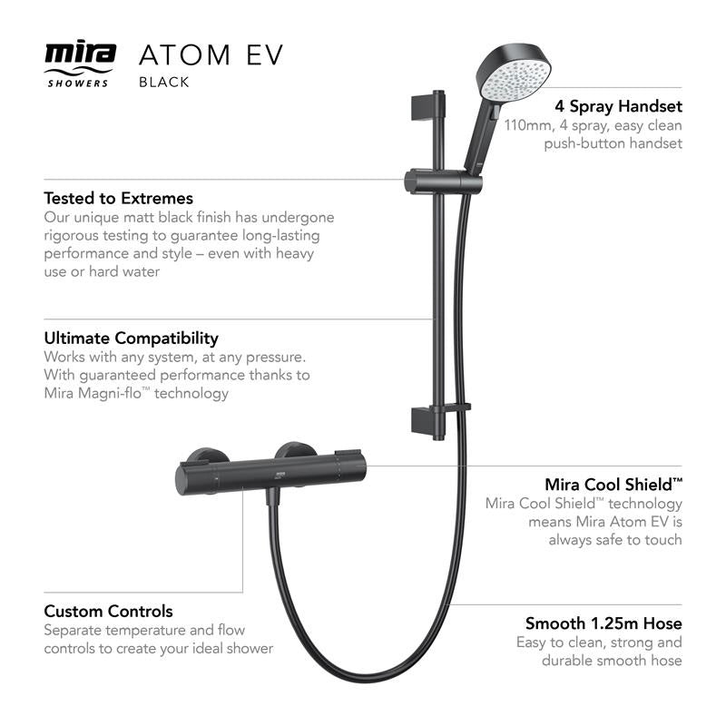 Mira Atom EV Thermostatic Bar Mixer Shower Black
