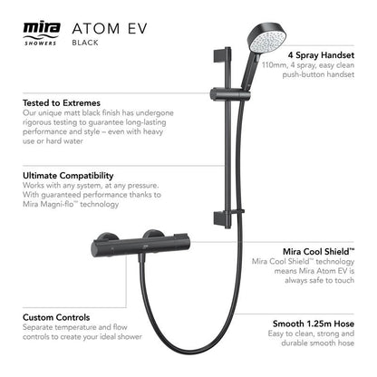 Mira Atom EV Thermostatic Bar Mixer Shower Black