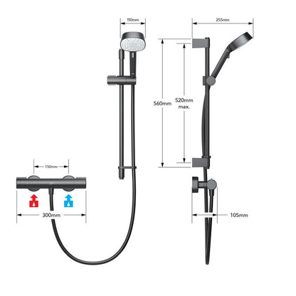 Mira Atom EV Thermostatic Bar Mixer Shower Black