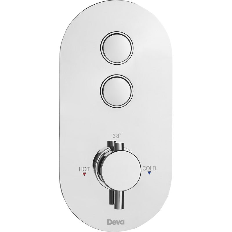 Deva Aston Push Button Two Outlet Thermostatic Shower Valve