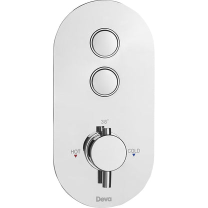 Deva Aston Push Button Two Outlet Thermostatic Shower Valve