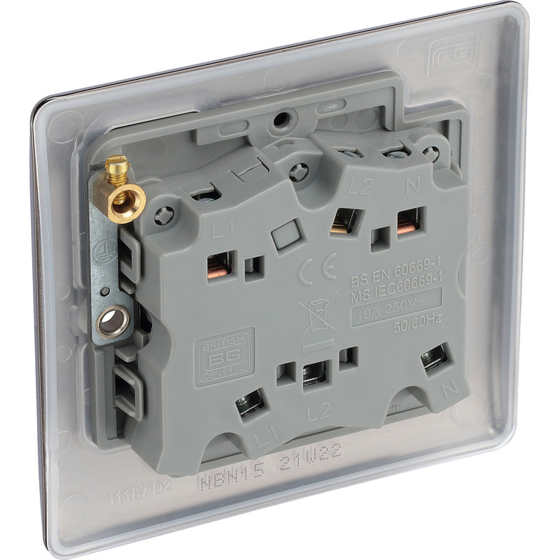 BG Nexus Metal Black Nickel Triple Pole Fan Isolator Switch 1 Gang