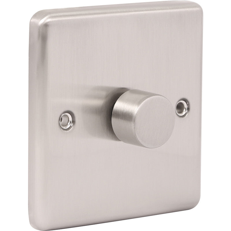 Wessex Brushed Stainless Steel Dimmer Switch 1 Gang 400W