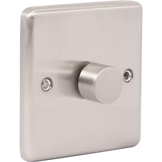 Wessex Brushed Stainless Steel Dimmer Switch 1 Gang 400W