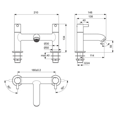 Ideal Standard Ceraline Taps Bath Filler