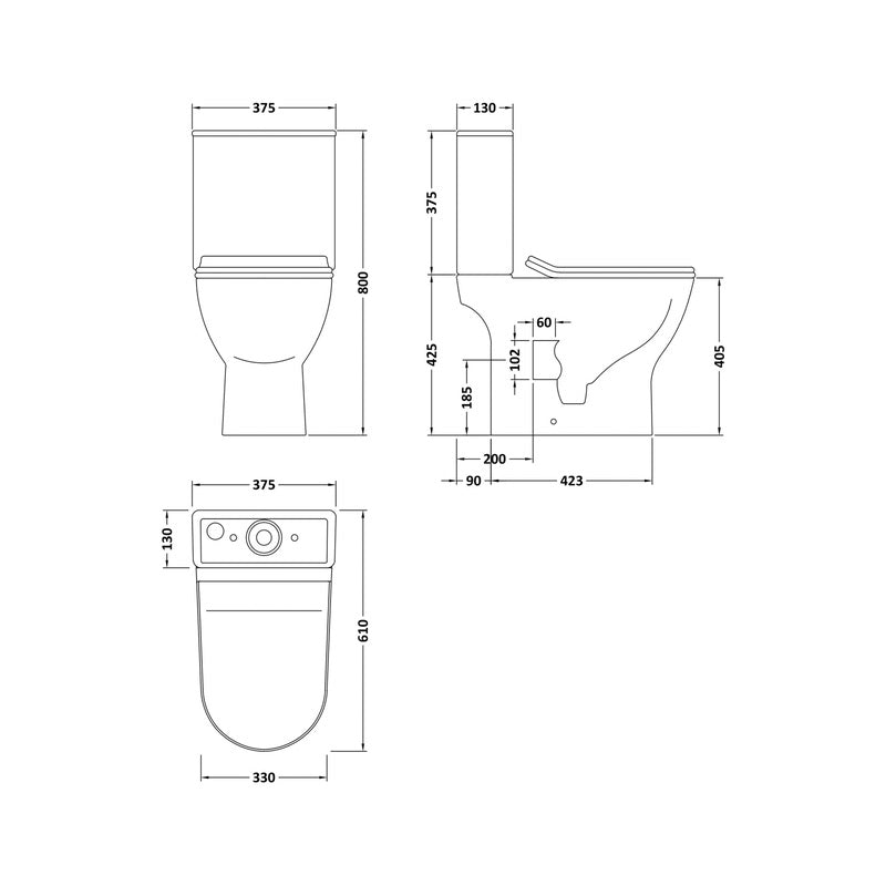 nuie Freya Close Coupled Toilet and Slim Seat