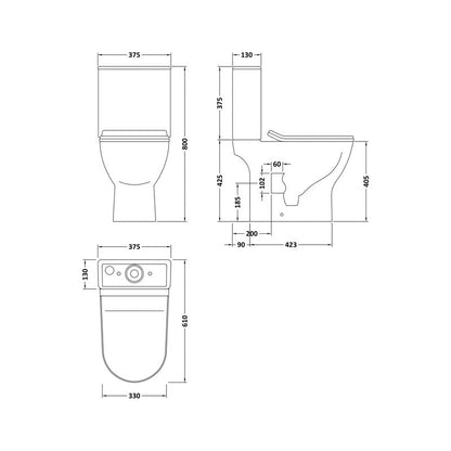nuie Freya Close Coupled Toilet and Slim Seat