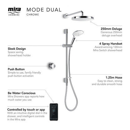 Mira Mode Dual Thermostatic Digital Mixer Shower High Pressure / Combi Rear Fed
