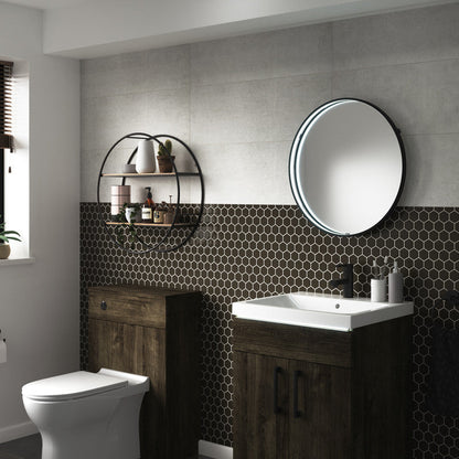 Sensio Aspect Round LED Bathroom Mirror Cool White Matt Black 600mm
